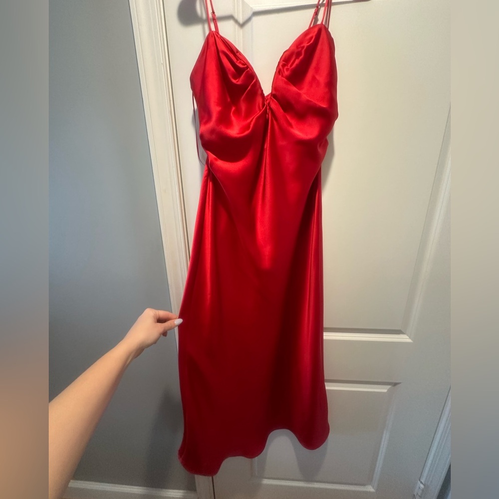 Ruby Red Satin slip dress